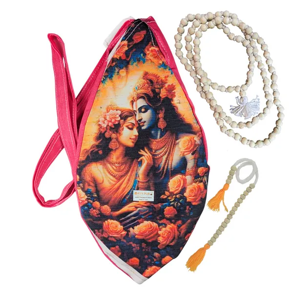 MAYAPURI_Multicolor_Pure_Cottom_Radha_Krishna_Printed_Japa_Mala_Bag,_Chanting_Or_Beads_Bag_with_Zip_Pocket_and_Sakshi_Mala_Counter