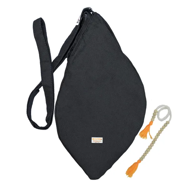MAYAPURI_Original_Pure_Cotton_Gomukhi_Japa_Mala_Bagwith_108+1_Beads_Japa_Mala/Chanting_Bag_or_Beads_Bag/Jholi/Thole_with_Zip_Pocket_and_Sakshi_Mala_Counter,_Colour;_Black_(Pack_of_1)