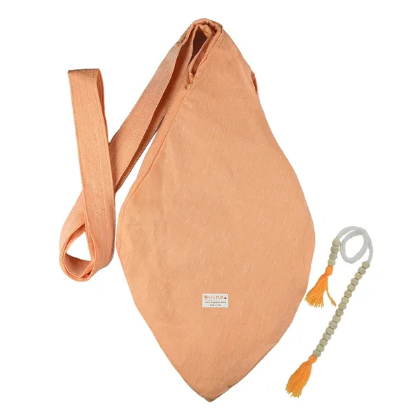 MAYAPURI_Pure_Cotton_Gomukhi_Japa_Mala_Bag_with_108+1_Beads_Japa_Mala,_Chanting_Bag_or_Prayer_Beads_Bag_with_Zip_Pocket_and_Sakshi_Mala_Counter_(Calm_Orange)