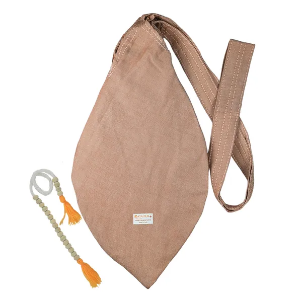 MAYAPURI_Pure_Cotton_Gomukhi_Japa_Mala_Bag_with_108+1_Beads_Japa_Mala,_Chanting_Bag_or_Prayer_Beads_Bag_with_Zip_Pocket_and_Sakshi_Mala_Counter_(Tuscan_Brown)