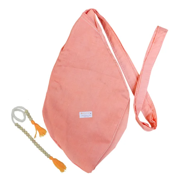 MAYAPURI_Pure_Cotton_Japa_Mala_Bag,_Beads_Or_Chanting_Bag_with_Zip_Pocket_and_Sakshi_Mala_Counter_(Pale_Salmon,_Pack_of_1)