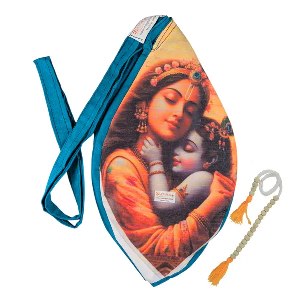 MAYAPURI_Pure_Cotton_Multicolor_Lord_Shree_Krishna_with_Mata_Yashoda_Printed_Japa_Bag,_Beads_Bag_or_Chanting_Bag_with_Zip_Pocket_and_Sakshi_Mala_Counter_(Pack_of_1)