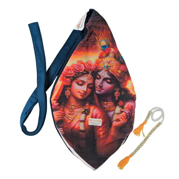 MAYAPURI_Pure_Cotton_Multicolor_Radha_Krishna_Printed_Japa_Bag,_Beads_Bag_or_Chanting_Bag_with_Zip_Pocket_and_Sakshi_Mala_Counter_(Pack_of_1,_Multicolor)