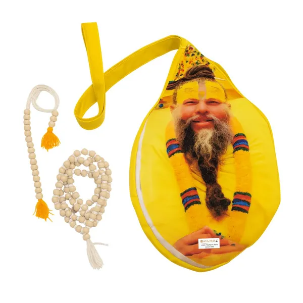MAYAPURI_Original_Gomukhi_Pure_Cotton_Premanand_Maharaj_Ji_Printed_Japa_Mala_Bag_with_108+1_Tulsi_Japa_Mala_&_Sakshi_Mala_Counter_|_Chanting_Bag_/_Beads_Bag_/_Jhola_Bag_(Yellow)