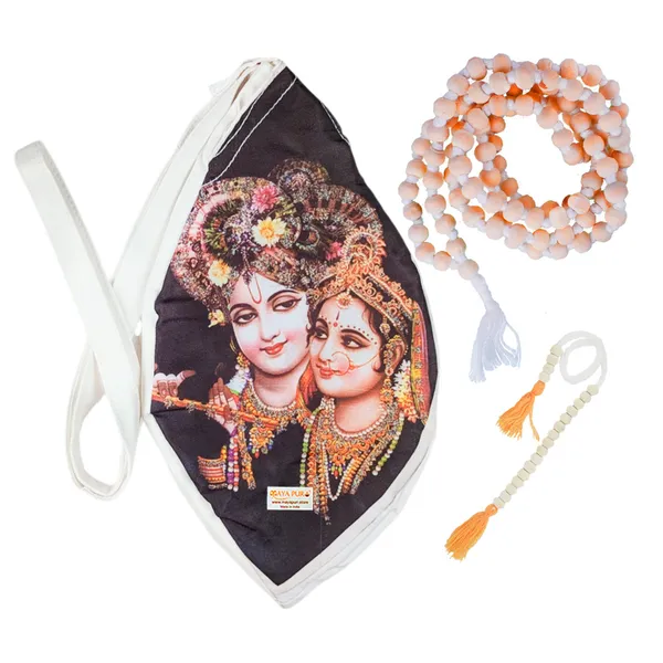 MAYAPURI_Radha_Krishna_Printed_Pure_Cotton_Gomukhi_Japa_Mala_Bag_with_108_+_1_Beads_Japa_Mala,_Beads_Bag_or_Chanting_Bag_with_Zip_Pocket_and_Sakshi_Mala_Counter,_Pack_of_1_(Print:_Divine_Connection)