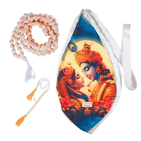 MAYAPURI_Radha_Krishna_Printed_Pure_Cotton_Gomukhi_Japa_Mala_Bag_with_108_+_1_Beads_Japa_Mala,_Beads_Bag_or_Chanting_Bag_with_Zip_Pocket_and_Sakshi_Mala_Counter,_Pack_of_1_(Print:_Eternal_Love)