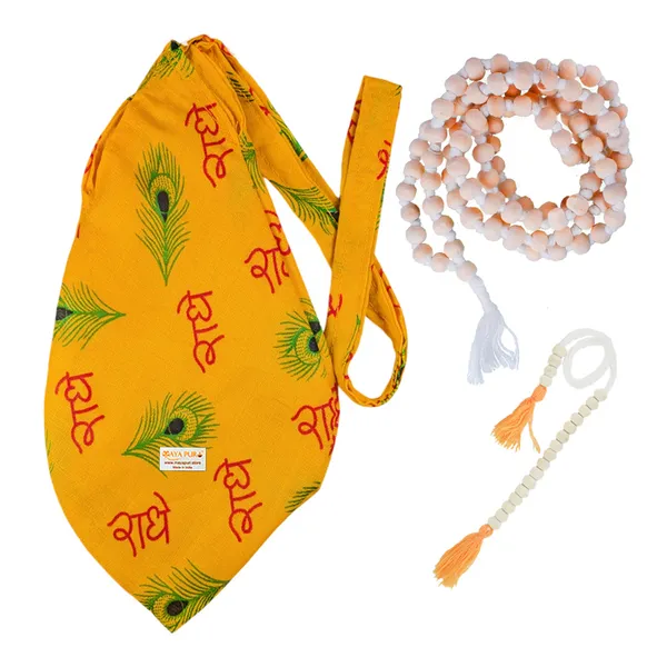 MAYAPURI_Radhe_Radhe_Printed_Pure_Cotton_Gomukhi_Japa_Mala_Bag_with_108_+_1_Beads_Japa_Mala,_Beads_Bag_or_Chanting_Bag_with_Zip_Pocket_and_Sakshi_Mala_Counter,_Pack_of_1