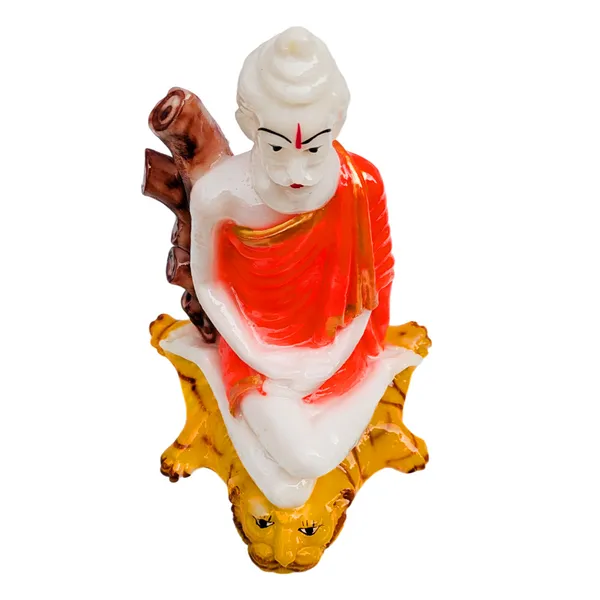 MAYAPURI_Solid_PVC_Loknath_Baba_Idol_Statue,_Lokenath_Brahmyachari_Murti_for_Pooja_Home_Temple,_Office_Entrance_Decor_(Height_:_7_Inches)_(Orange)