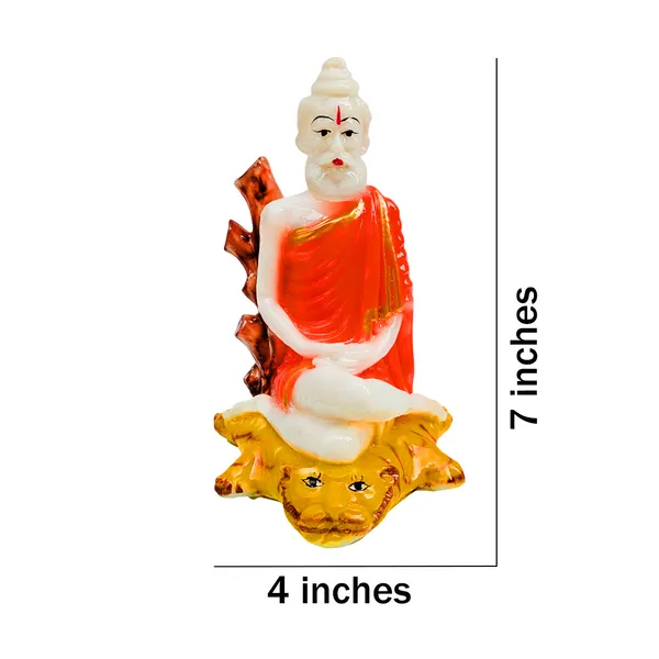 MAYAPURI_Solid_PVC_Loknath_Baba_Idol_Statue,_Lokenath_Brahmyachari_Murti_for_Pooja_Home_Temple,_Office_Entrance_Decor_(Height_:_7_Inches)_(Orange)