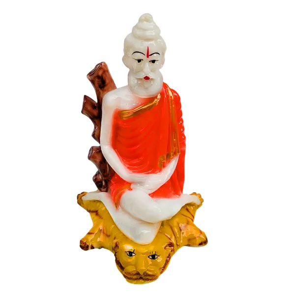 MAYAPURI_Solid_PVC_Loknath_Baba_Idol_Statue,_Lokenath_Brahmyachari_Murti_for_Pooja_Home_Temple,_Office_Entrance_Decor_(Height_:_7_Inches)_(Orange)