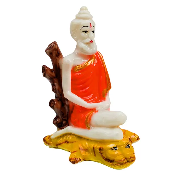 MAYAPURI_Solid_PVC_Loknath_Baba_Idol_Statue,_Lokenath_Brahmyachari_Murti_for_Pooja_Home_Temple,_Office_Entrance_Decor_(Height_:_7_Inches)_(Orange)
