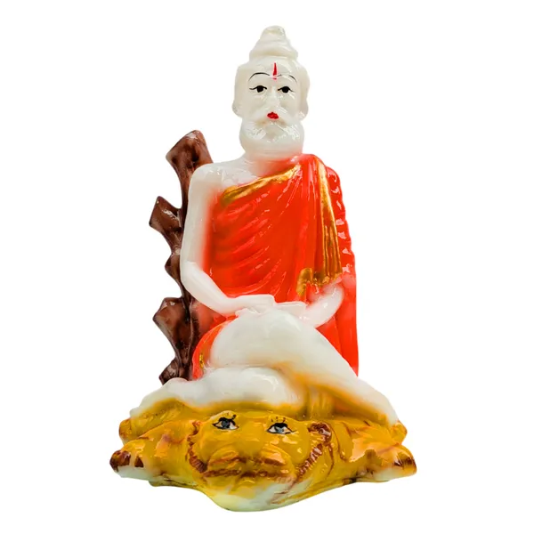 MAYAPURI_Solid_PVC_Loknath_Baba_Idol_Statue,_Lokenath_Brahmyachari_Murti_for_Pooja_Home_Temple,_Office_Entrance_Decor_(Height_:_7_Inches)_(Orange)
