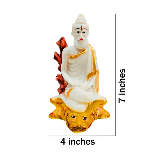 MAYAPURI_Solid_PVC_Loknath_Baba_Idol_Statue,_Lokenath_Brahmyachari_Murti_for_Pooja_Home_Temple,_Office_Entrance_Decor_(Height_:_7_Inches)_(White)
