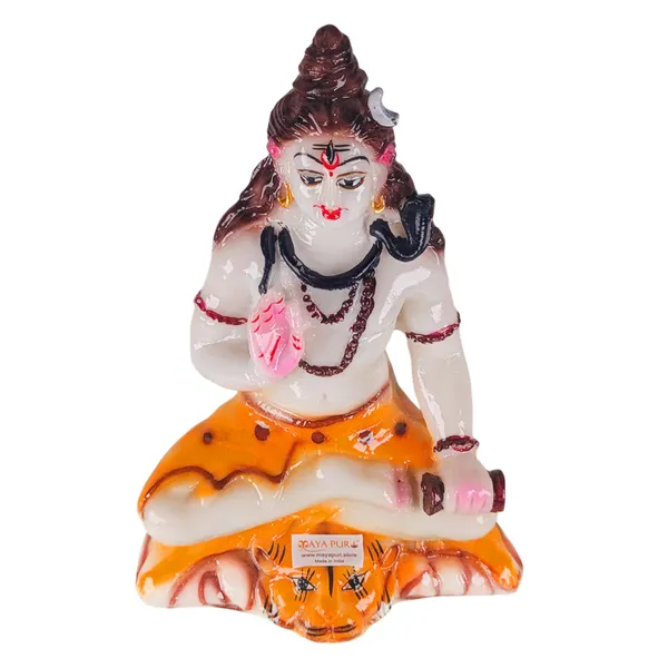 MAYAPURI_Solid_PVC_Lord_Shiva_Shiv_Ji_Statue_-_Mahadev_Maheshwar_Bholenath_Murti_for_Pooja_Home_Temple_or_Office_Decor,_(6.5_Inches_Height,_White)
