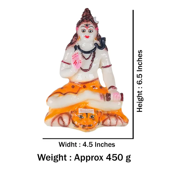 MAYAPURI_Solid_PVC_Lord_Shiva_Shiv_Ji_Statue_-_Mahadev_Maheshwar_Bholenath_Murti_for_Pooja_Home_Temple_or_Office_Decor,_(6.5_Inches_Height,_White)