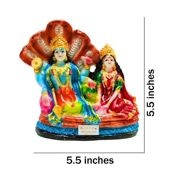 MAYAPURI_Solid_PVC_Lord_Vishnu_and_Lakshmi_Mata_Idol_Statue,_Laxmi_Narayan_Murti_for_Pooja_Home_Temple,_Office_Entrance_Decor_(Height_:_5.5_Inches)