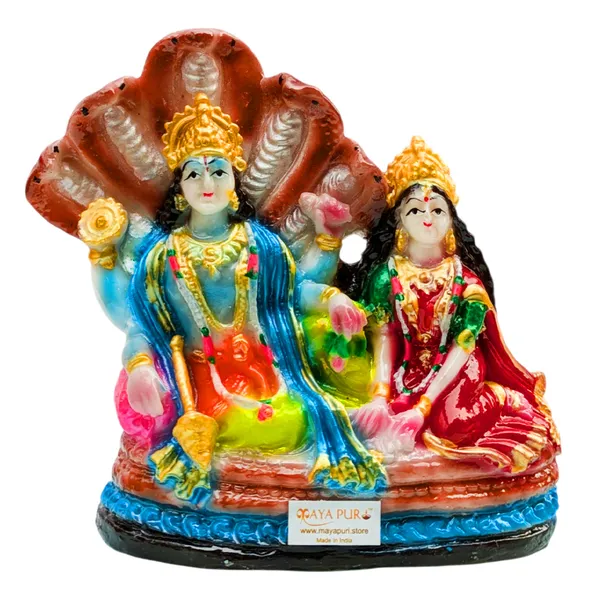 MAYAPURI_Solid_PVC_Lord_Vishnu_and_Lakshmi_Mata_Idol_Statue,_Laxmi_Narayan_Murti_for_Pooja_Home_Temple,_Office_Entrance_Decor_(Height_:_5.5_Inches)