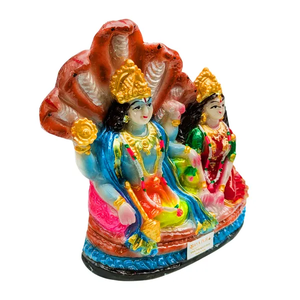 MAYAPURI_Solid_PVC_Lord_Vishnu_and_Lakshmi_Mata_Idol_Statue,_Laxmi_Narayan_Murti_for_Pooja_Home_Temple,_Office_Entrance_Decor_(Height_:_5.5_Inches)
