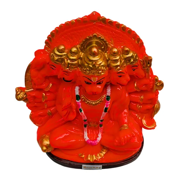 MAYAPURI_Solid_PVC_Panchmukhi_(Five_Faced)_Hanuman_Ji_Sankat_Mochan_Bajrangbali_Idol_Statue,_Murti_for_Pooja_Home_Temple,_Office_Entrance_Decor_(5.5_Inches,_Orange)