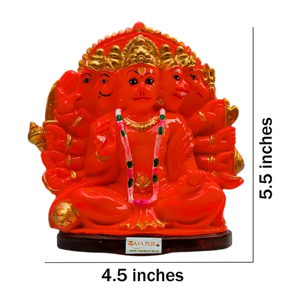 MAYAPURI_Solid_PVC_Panchmukhi_(Five_Faced)_Hanuman_Ji_Sankat_Mochan_Bajrangbali_Idol_Statue,_Murti_for_Pooja_Home_Temple,_Office_Entrance_Decor_(5.5_Inches,_Orange)