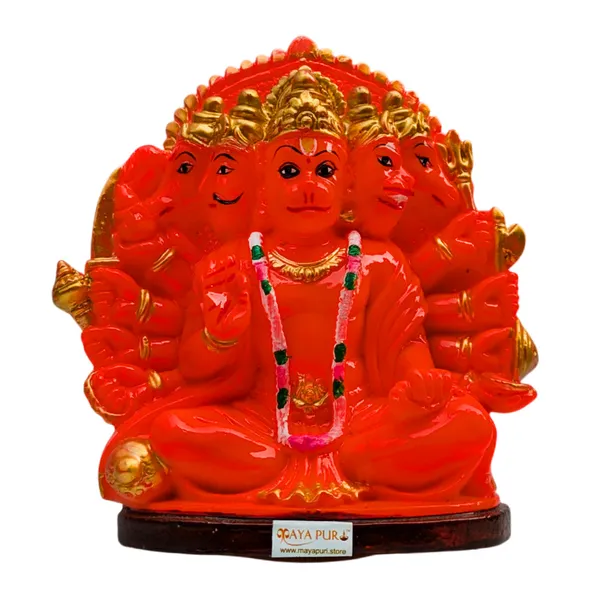 MAYAPURI_Solid_PVC_Panchmukhi_(Five_Faced)_Hanuman_Ji_Sankat_Mochan_Bajrangbali_Idol_Statue,_Murti_for_Pooja_Home_Temple,_Office_Entrance_Decor_(5.5_Inches,_Orange)