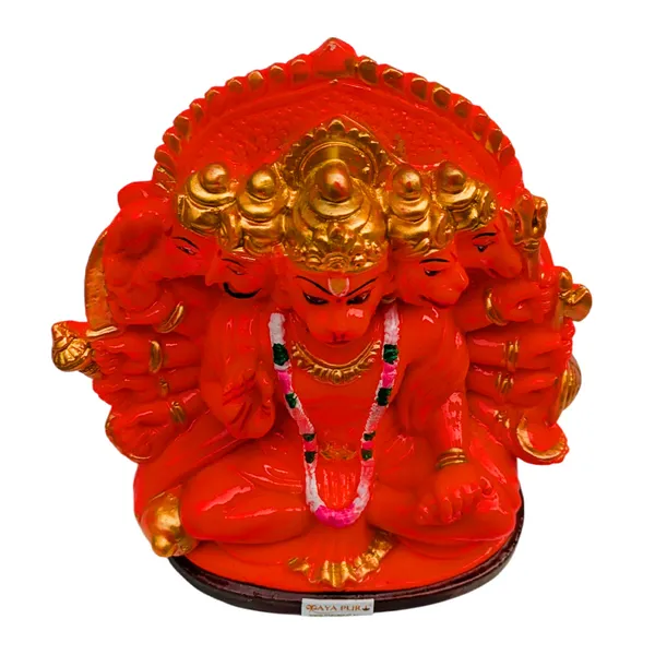MAYAPURI_Solid_PVC_Panchmukhi_(Five_Faced)_Hanuman_Ji_Sankat_Mochan_Bajrangbali_Idol_Statue,_Murti_for_Pooja_Home_Temple,_Office_Entrance_Decor_(5.5_Inches,_Orange)