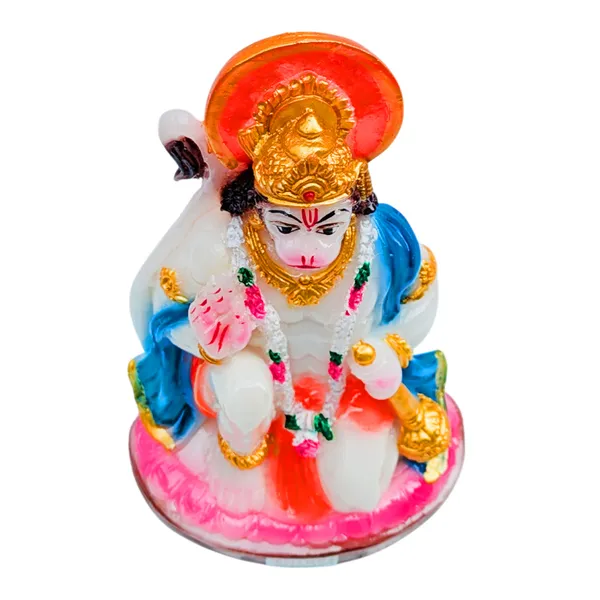 MAYAPURI_Solid_PVC_Pawan_Putra_Bahubali_Hanuman_Ji_Statue_-_Bajrangbali_Murti_for_Pooja_Home_Temple_Decor/Office,_(Height_6_Inches,_White)