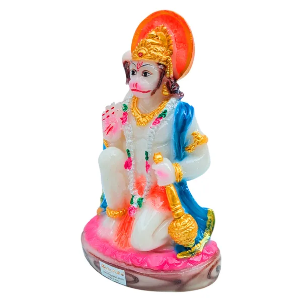 MAYAPURI_Solid_PVC_Pawan_Putra_Bahubali_Hanuman_Ji_Statue_-_Bajrangbali_Murti_for_Pooja_Home_Temple_Decor/Office,_(Height_6_Inches,_White)