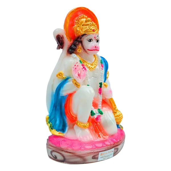 MAYAPURI_Solid_PVC_Pawan_Putra_Bahubali_Hanuman_Ji_Statue_-_Bajrangbali_Murti_for_Pooja_Home_Temple_Decor/Office,_(Height_6_Inches,_White)