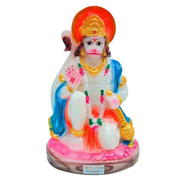 MAYAPURI_Solid_PVC_Pawan_Putra_Bahubali_Hanuman_Ji_Statue_-_Bajrangbali_Murti_for_Pooja_Home_Temple_Decor/Office,_(Height_6_Inches,_White)