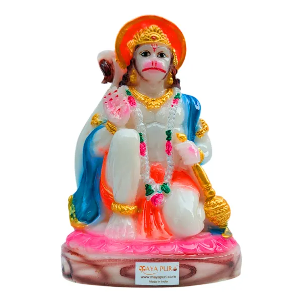 MAYAPURI_Solid_PVC_Pawan_Putra_Bahubali_Hanuman_Ji_Statue_-_Bajrangbali_Murti_for_Pooja_Home_Temple_Decor/Office,_(Height_6_Inches,_White)