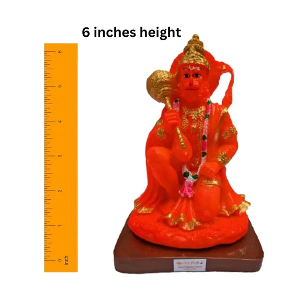 MAYAPURI_Solid_PVC_Pawan_Putra_Hanuman_Ji_Statue_-_Bajrangbali_Murti_for_Home_Decor/Office,_(6_Inches_Height,_Orange)