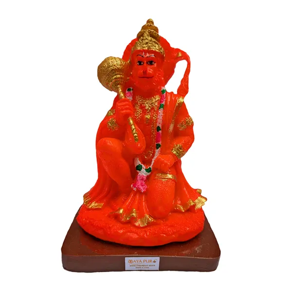 MAYAPURI_Solid_PVC_Pawan_Putra_Hanuman_Ji_Statue_-_Bajrangbali_Murti_for_Home_Decor/Office,_(6_Inches_Height,_Orange)