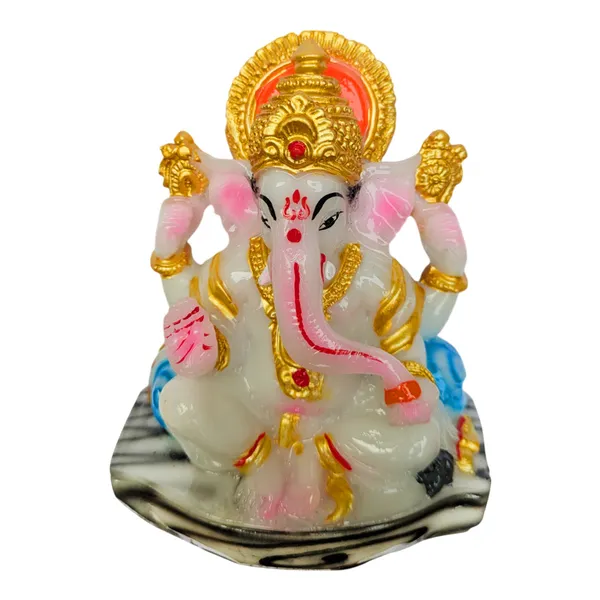 MAYAPURI_Stone_Dust_Ganesh_Ji_Statue_-_Marble_Dust_Ganapati_Bappa_Murti_for_Pooja_Home_Temple_Decor/Office,_(Height_4.3_Inches)