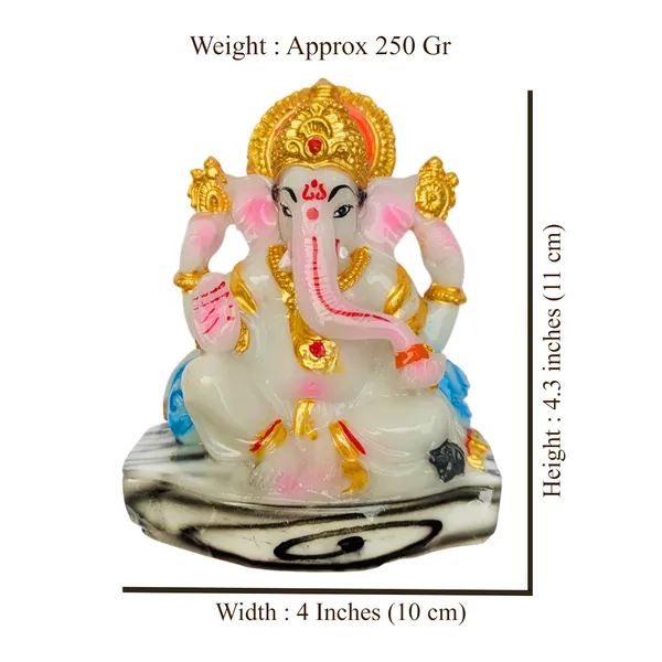 MAYAPURI_Stone_Dust_Ganesh_Ji_Statue_-_Marble_Dust_Ganapati_Bappa_Murti_for_Pooja_Home_Temple_Decor/Office,_(Height_4.3_Inches)