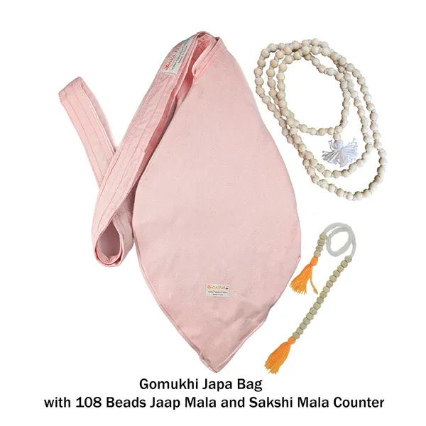 MAYAPURI_Pure_Cotton_Original_Gomukhi_Japa_Mala_Bag_with_108+1_Beads_Japa_Mala,_Chanting_Bag_or_Prayer_Beads_Bag_with_Zip_Pocket_and_Sakshi_Mala_Counter_(Pale_Pink)