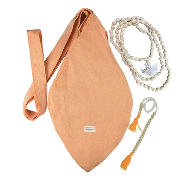 MAYAPURI_Pure_Cotton_Gomukhi_Japa_Mala_Bag_with_108+1_Beads_Japa_Mala,_Chanting_Bag_or_Prayer_Beads_Bag_with_Zip_Pocket_and_Sakshi_Mala_Counter_(Calm_Orange)