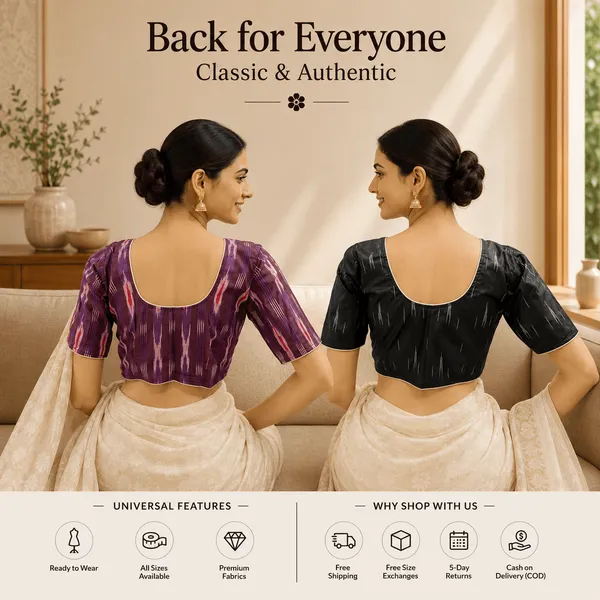 Pack_of_Two_Evariya_Ready_to_Wear_Stitched_Cotton_Ikkat_Saree_Blouse_for_Women