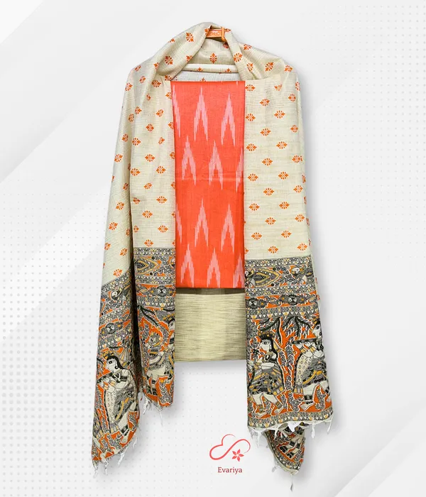 Evariya_Unstitched_Cotton_Salwar_Suit_Dress_Material_for_Women_with_Dupatta_|_2.5M_Top,_Bottom_&_Dupatta_|_Ikkat_Top_&_Madhubani_Dupatta