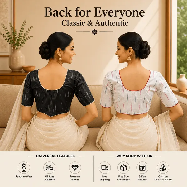 Pack_of_Two_Evariya_Ready_to_Wear_Stitched_Cotton_Ikkat_Saree_Blouse_for_Women