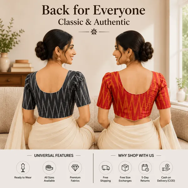 Pack_of_Two_Evariya_Ready_to_Wear_Stitched_Cotton_Ikkat_Saree_Blouse_for_Women