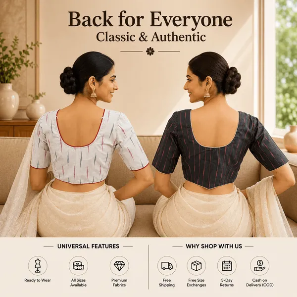 Pack_of_Two_Evariya_Ready_to_Wear_Stitched_Cotton_Ikkat_Saree_Blouse_for_Women