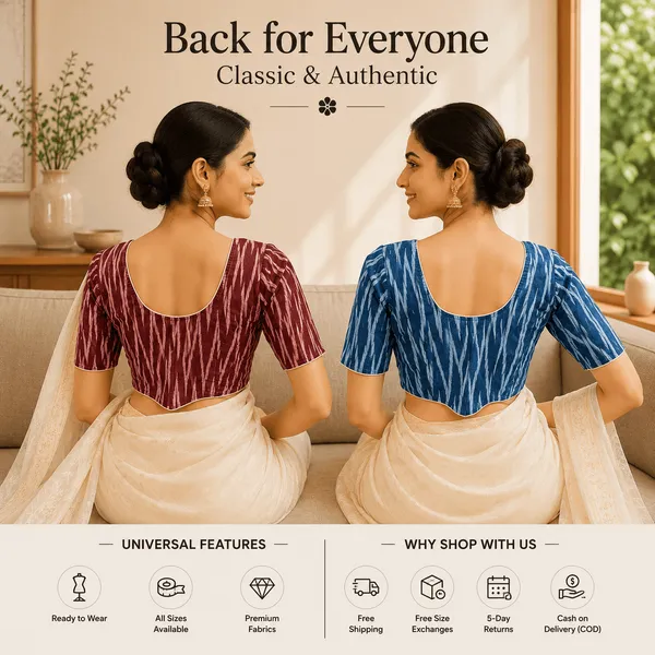 Pack_of_Two_Evariya_Ready_to_Wear_Stitched_Cotton_Ikkat_Saree_Blouse_for_Women