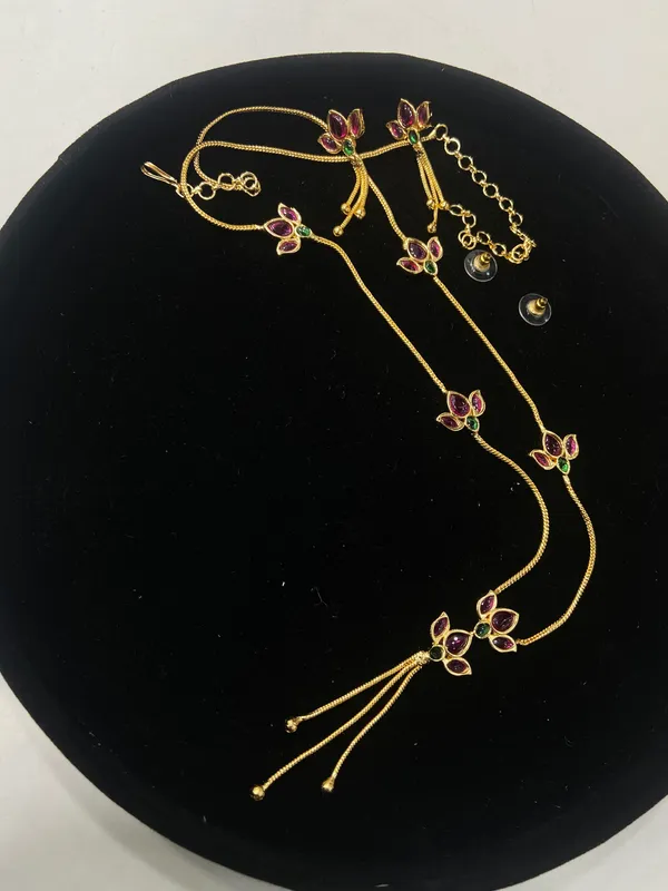 22"_INCHES_LONG_BEAUTIFUL_MICRO_golden_colour__LOTUS_NECKLACE_FOR_WOMEN_AND_GIRLS