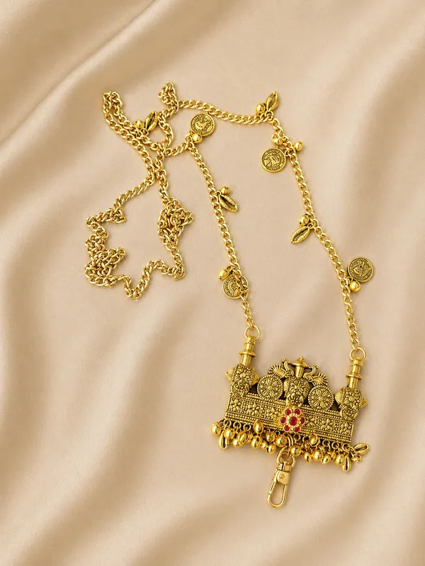 Ethnic_Matte_Gold_long_Chain_with_Royal_Temple_Pendant_and_Coin_Charms_Chain_Lanyard_with_Stylish_Pendant_for_Women_|_Durable_Daily_Use_Hanging_Chain_for_Mobile,_Card_Holder_&_Accessories