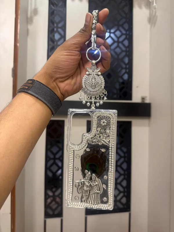 Oxidized_Silver_Heritage_Mobile_Cover_�_Peacock_&_Radha_Krishna_Edition