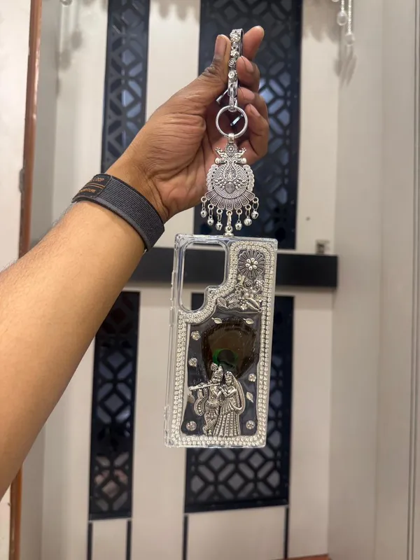 Oxidized_Silver_Heritage_Mobile_Cover_�_Peacock_&_Radha_Krishna_Edition