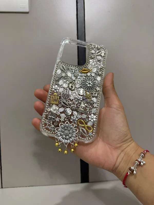 Oxidized_Silver_And_Gold_Charm_Studded_Phone_Case/Cover_(This_Design_Coustomise_For_All_Phone_Model)