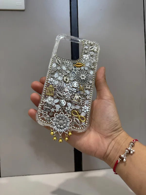 Oxidized_Silver_And_Gold_Charm_Studded_Phone_Case/Cover_(This_Design_Coustomise_For_All_Phone_Model)