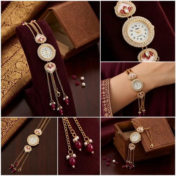 The_'Maharani'_Heritage_Kundan_Latkan_Watch_-_Royal_Red_&_Gold